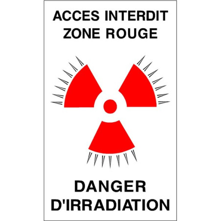 Panneau Accès Interdit Zone Rouge Danger d´Irradia