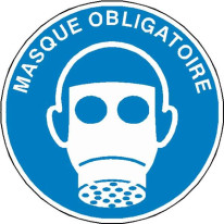 Signalétique masque à gaz et casque obligatoires -