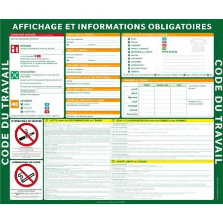 Code du travail - Affichage obligatoire