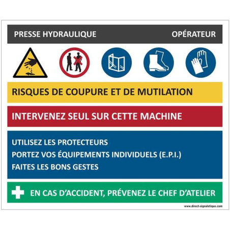 Fiche sécurité presse hydraulique - H 200 x L 240 