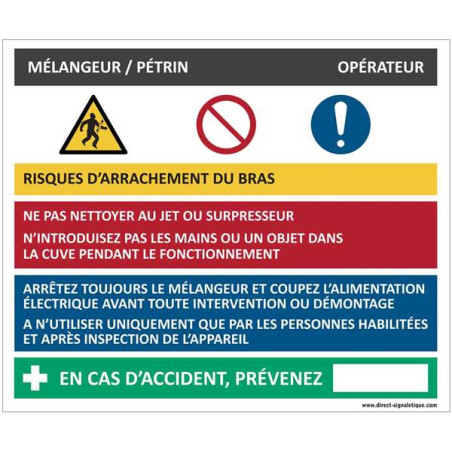 Fiche sécurité mélangeur/pétrin - H 200 x L 240 mm