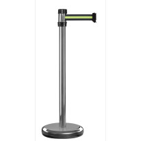 Poteau aluminium à sangle étirable sur socle porta