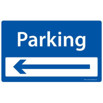 Panneau Parking + flèche à gauche - Fond bleu - H