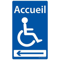 Panneau Accueil pour PMR + flèche à gauche - Fond 