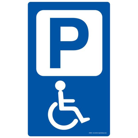 Panneau Parking fauteuil roulant - Fond bleu - H 2