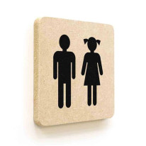 Plaque de porte carrée Toilettes Filles Garçons en