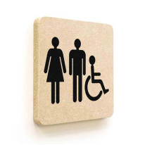 Plaque de porte carrée Picto Toilettes Hommes Femm