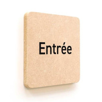 Plaque de porte carrée Texte Entrée en Bois médium