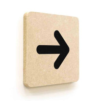 Plaque de porte carrée Picto Flèche en Bois médium