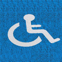 Marquage thermocollé PMR blanc sur fond bleu - 500