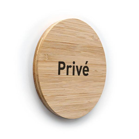 Plaque de porte texte Privé ø 100 mm - gamme Bambo