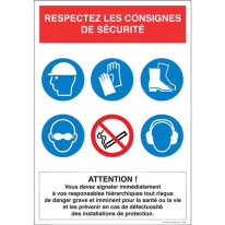 Panneau Consignes de sécurité - Attention Respecte