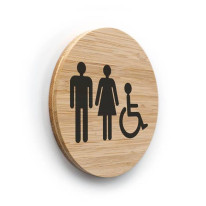 Plaque de porte picto Toilettes Hommes Femmes PMR 