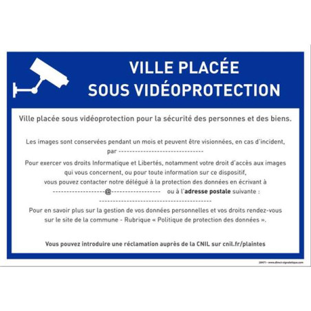 Panneau ville placée sous vidéoprotection à person