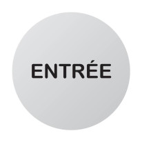 Plaque de porte aluminium brossé Texte Entrée - Ø 