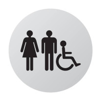 Plaque de porte aluminium brossé Picto Toilettes H