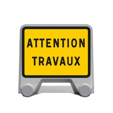 Panneau de chantier Attention travaux en plastique