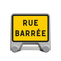 Panneau de chantier Rue barrée en plastique - KC1 