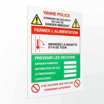 Consigne de sécurité coupure de vanne gaz