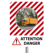 Miroir de sécurité avec message ATTENTION DANGER