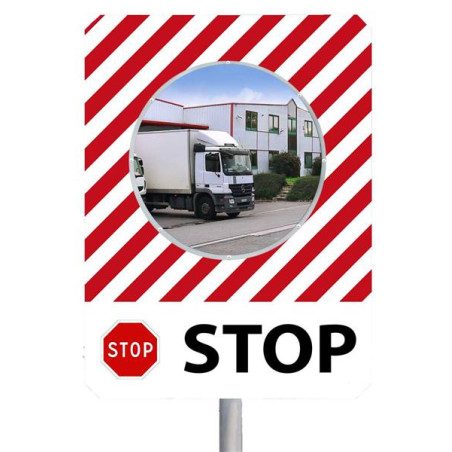 Miroir rectangulaire de sécurité avec PANNEAU STOP