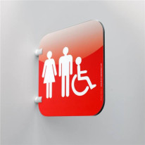 Plaque en drapeau Toilettes Hommes Femmes PMR - Ga