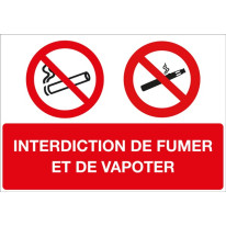 Panneau interdiction de fumer et d'utiliser la cig
