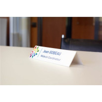 Chevalet de table imprimé et personnalisé recto ve