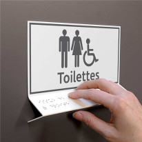 Support tactile en braille - Toilettes Mixtes