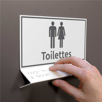 Support tactile en braille - Toilettes H/F