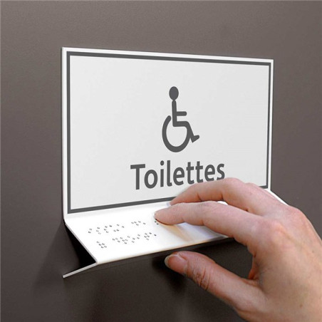 Support tactile en braille - Toilettes PMR