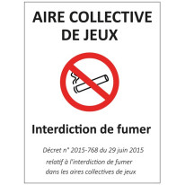 Panneau Interdiction de Fumer Aire de Jeux