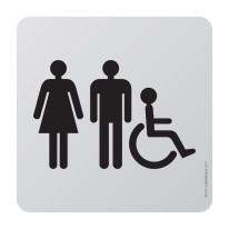 Plaque de porte aluminium brossé Picto Toilettes H