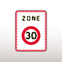 Panneau lumineux indiquant le début d'une zone 30