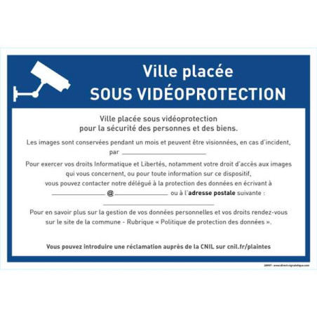 Panneau ville placée sous vidéoprotection à rempli