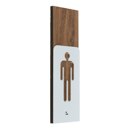 Picto Homme Bois de noyer et Alu - Gamme Wood Noyer® Dimension H 148.5 x L 50 mm