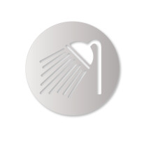 Plaque de porte aluminium brossé picto Douche - Ø 120 mm - Gamme Bross évidé