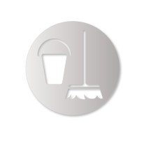 Plaque de porte aluminium brossé picto Local technique - Ø 120 mm - Gamme Bross évidé