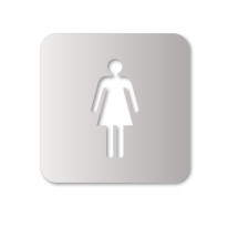 Plaque de porte aluminium brossé picto Toilettes femmes - 120 x 120 mm - Gamme Bross évidé