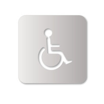 Plaque de porte aluminium brossé picto Toilettes PMR - 120 x 120 mm - Gamme Bross évidé