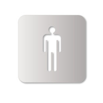 Plaque de porte aluminium brossé picto Toilettes hommes - 120 x 120 mm - Gamme Bross évidé