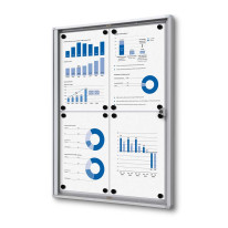 Vitrine intérieure verrouillable argent - fond métal