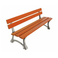 Banc de ville structure acier gris et assise bois résineux, lasuré chêne clair