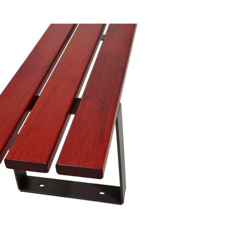 Banquette urbaine acier et bois lasuré acajou