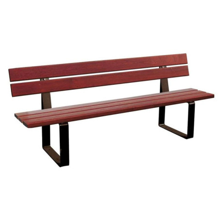 Banc urbain acier gris et bois lasuré chêne clair Banc urbain acier gris et bois lasuré chêne clair