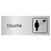 Etiquette gravée avec texte et picto Douche femme - H 80 x L 200 mm - Gamme Métal