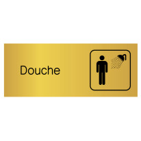 Etiquette gravée avec texte et picto Douche homme - H 80 x L 200 mm - Gamme Métal
