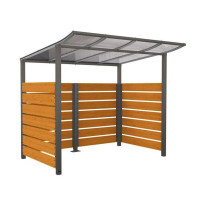 Abri vélos initial L. 2500 en bois chêne clair, gris, scellement direct