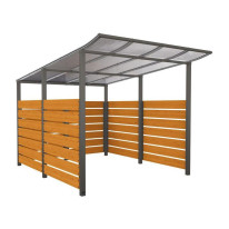 Abri vélos initial L. 2 500 mm en bois chêne clair, gris, scellement direct