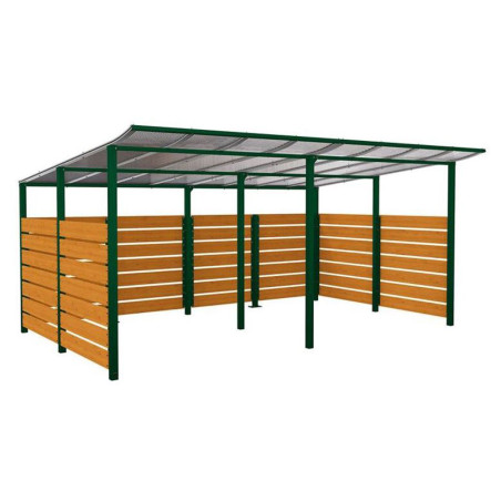 Abri vélos initial L. 2 500 mm en bois chêne clair, gris, scellement direct